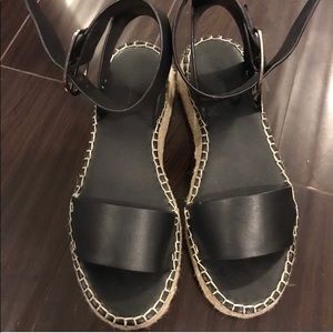 Zara Women’s black leather espadrille shoes